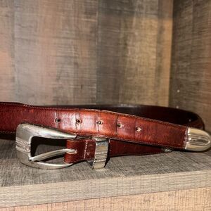 BRIGHTON ONYX- brown “golf theme” leather‎ belt- size 40